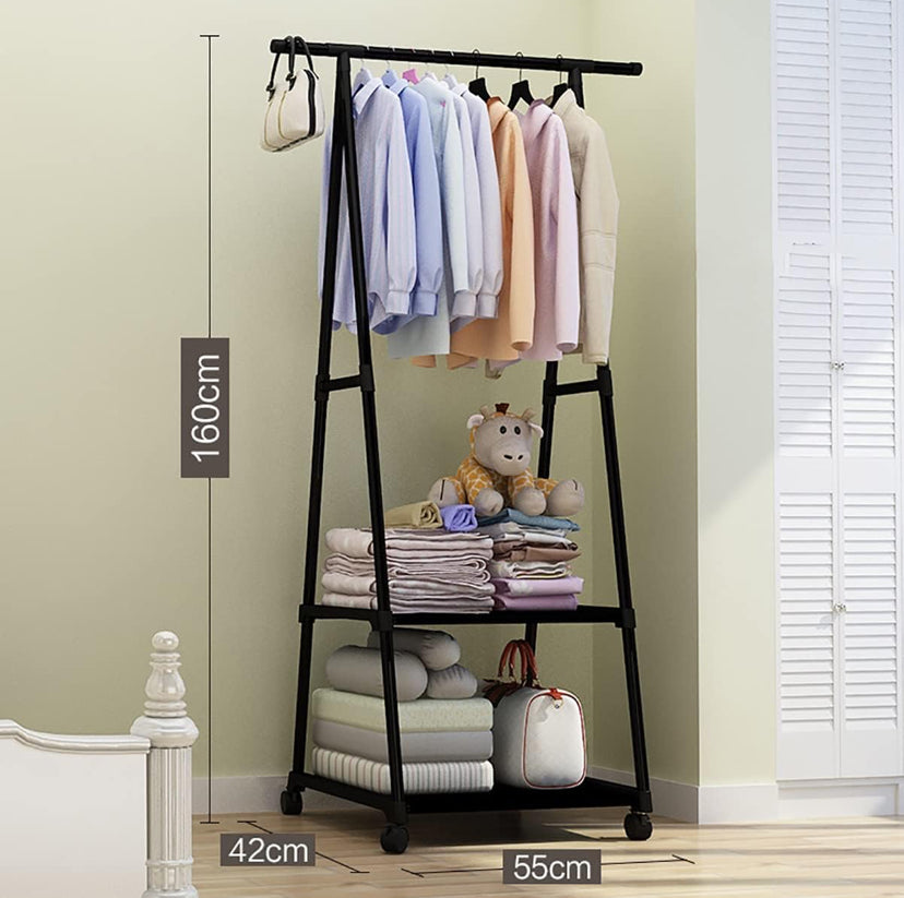 Porte-manteau mobile avec étagères de rangement à chaussures