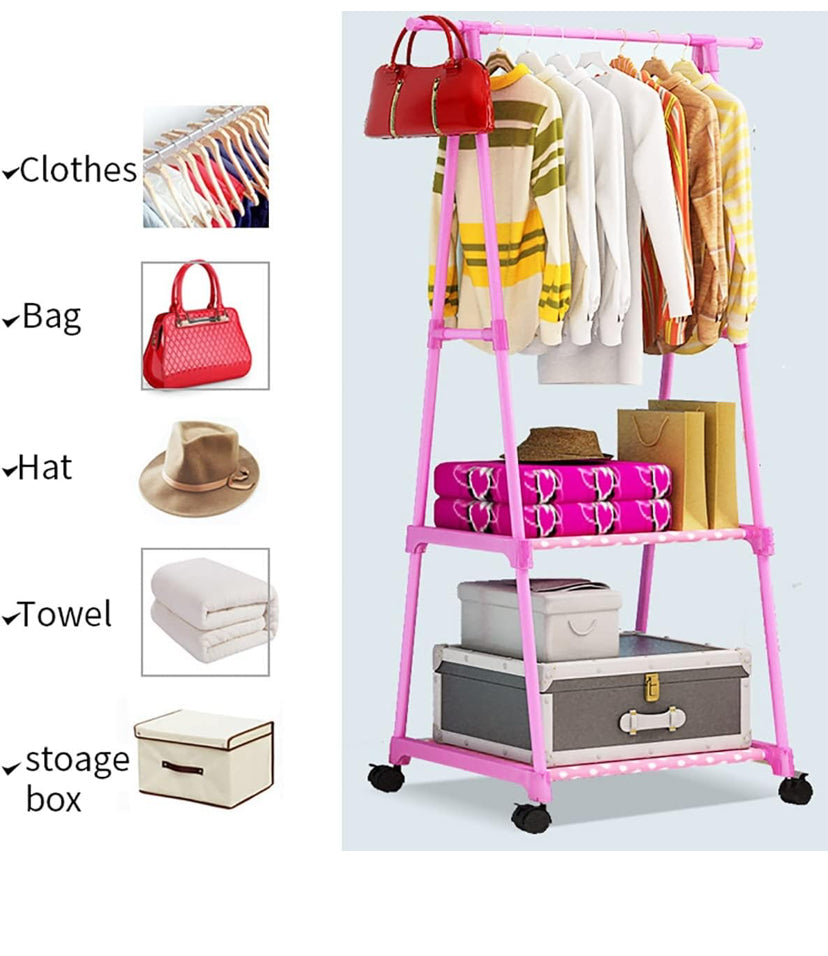 Porte-manteau mobile avec étagères de rangement à chaussures