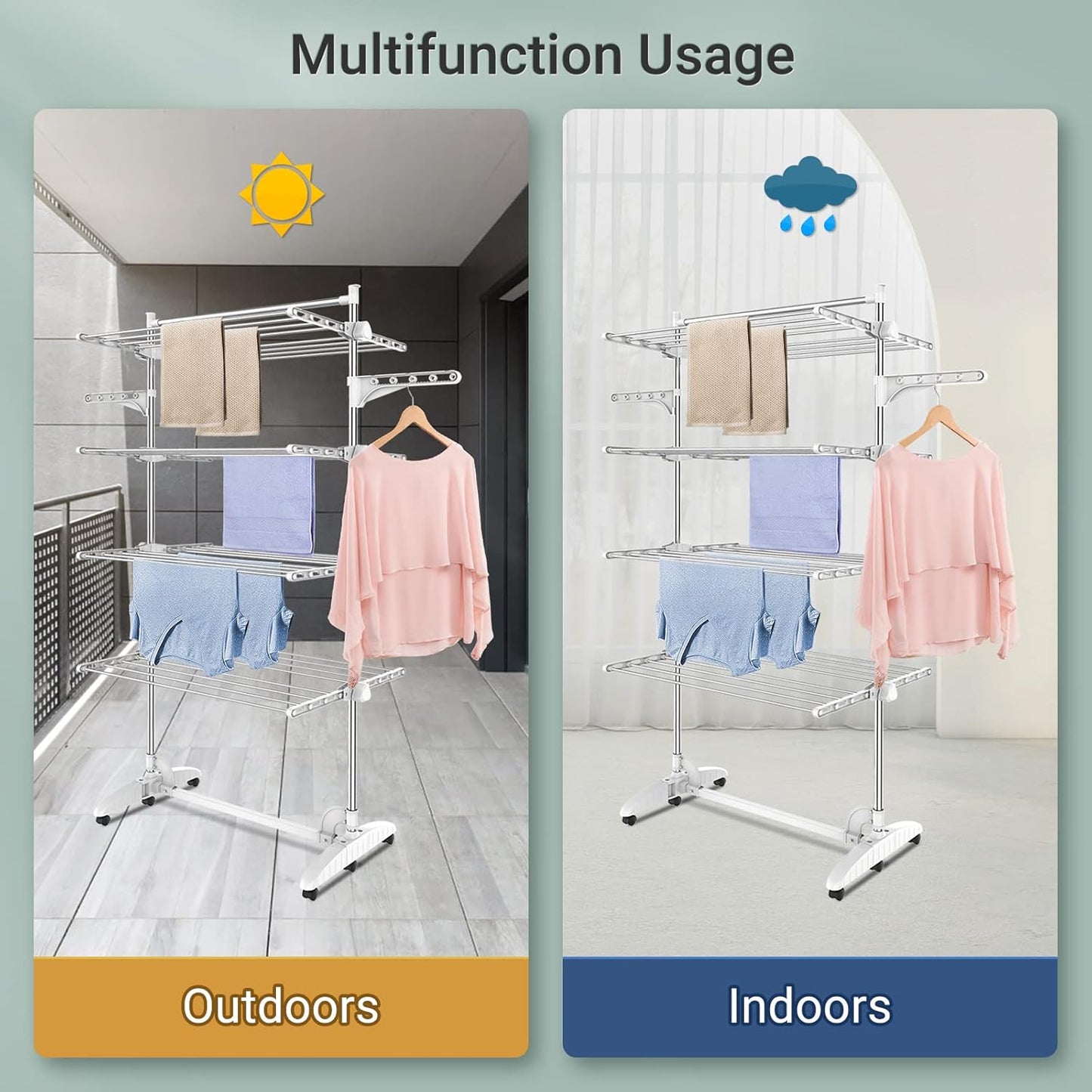 alt="Étendage à linge solide et pratique, pour sécher rapidement vos vêtements à la maison"