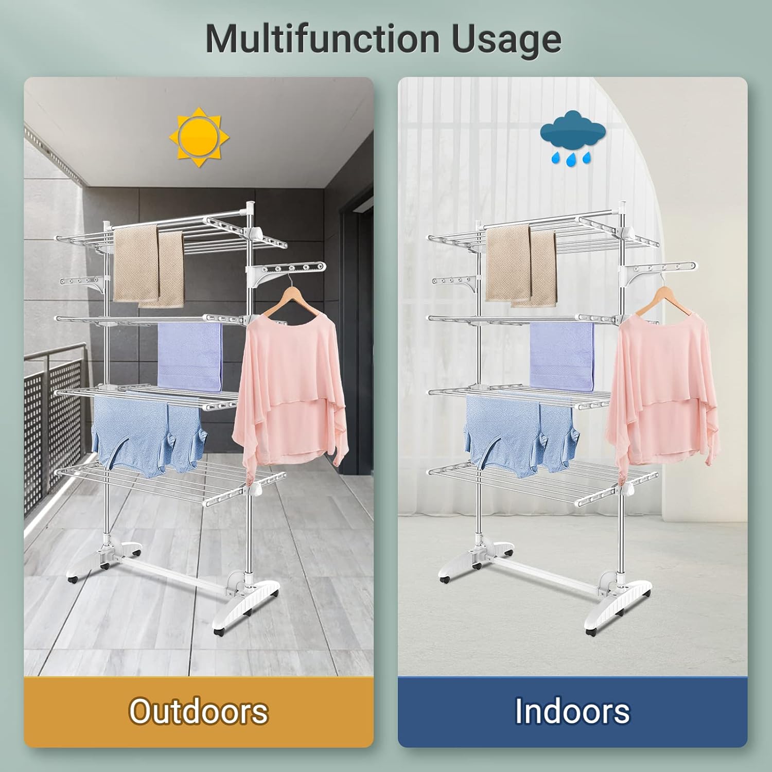 alt="Étendage à linge solide et pratique, pour sécher rapidement vos vêtements à la maison"